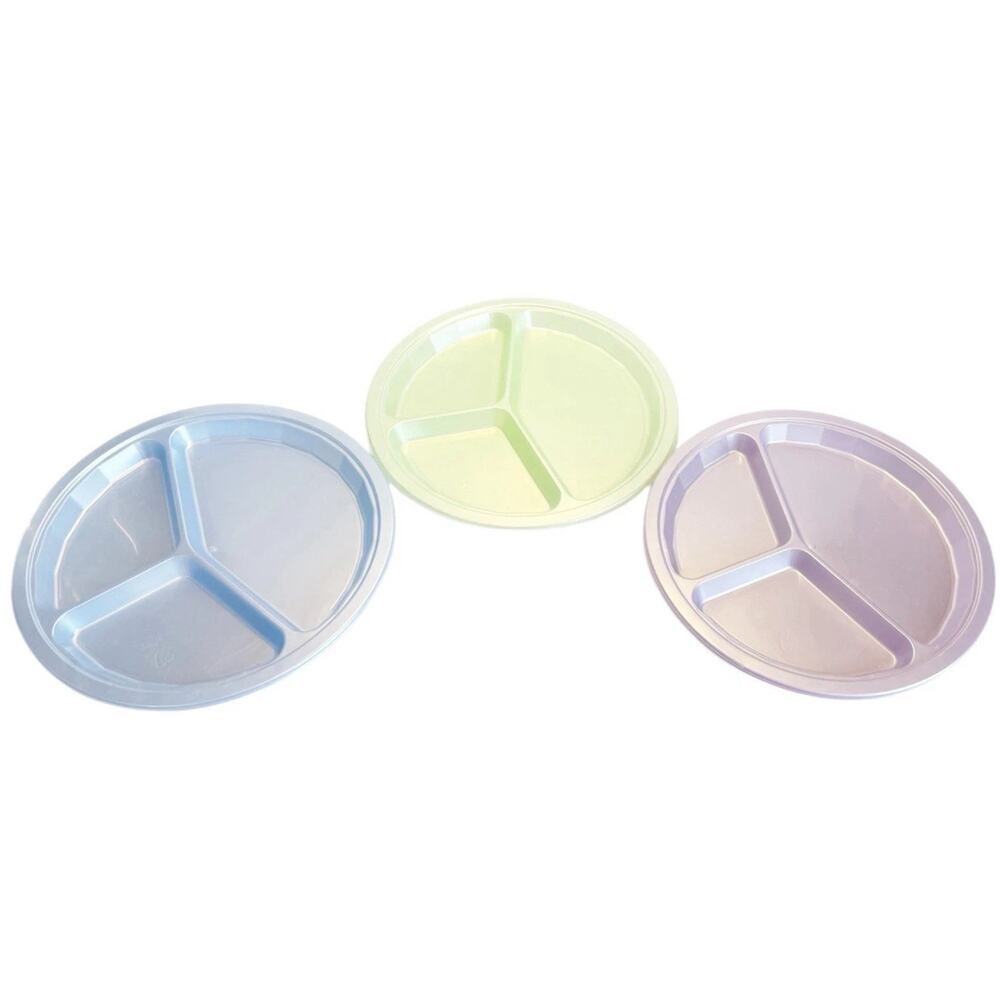 Vintage Packerware USA Set of 5 Pastel Metallic Pastic Divided TV Dinner Plates